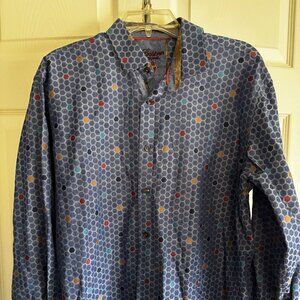 Luchlano Men’s Button-Up Shirt – Size Large – Geometric Print – Long Sleeve